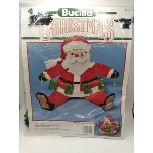 Bucilla Christmas Jolly Santa 8 in High Centerpiece Kit Vintage 1990 New In Bag